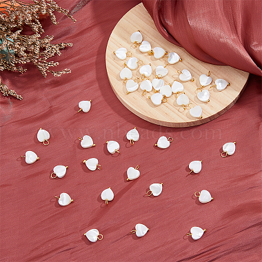 40Pcs Natural Trochid Shell/Trochus Shell Heart Charms(PALLOY-FH00013)-4