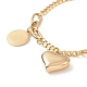 Bracelet à breloques coeur et plat rond en acier inoxydable pour femme(STAS-P304-30G)-2