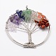 Tree of Life Mixed Stone Bead Brass Wire Wrapped Big Pendants(KK-L136-01C-NR)-1