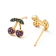 Colorful Cubic Zirconia Cherry Stud Earrings(EJEW-F281-17G)-3