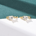 Heart Brass Micro Pave Clear Cubic Zirconia Cuff Earrings, Long-Lasting Plated, Rack Plating, Lead Free & Cadmium Free, Real 18K Gold Plated, 16x7x16mm(EJEW-H178-02G)