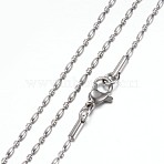 Non-Tarnish 304 Stainless Steel Beaded Necklaces, with Lobster Claw Clasps, Stainless Steel Color, 20 inch(50.8)cm, 1.5mm(STAS-E443-72C)