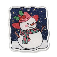 Christmas Series Acrylic Pendants, Snowman, 39.5x34.5x2.5mm, Hole: 2mm(OACR-B012-B05)
