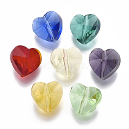 Transparent Glass Beads, Faceted, Heart, Mixed Color, 10x10x7mm, Hole: 1.2mm(X-GLAA-Q078-01)