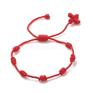 Nylon Braided Knot Cord Bracelet, Lucky Adjustable Bracelet for Kids, Red, Inner Diameter: 1-5/8~2-3/4 inch(4~6.8cm)(BJEW-JB08369-03)