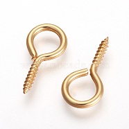 304 Stainless Steel Screw Eye Pin Peg Bails, For Half Drilled Beads, Golden, 17x8.5x1.5mm, Hole: 5.5mm(STAS-F194-01G)