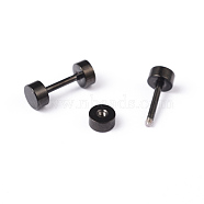 Flat Round 304 Stainless Steel Barbell Cartilage Earrings, Screw Back Earrings, Hypoallergenic Earrings, Gunmetal, 10x4mm, Pin: 1mm(EJEW-L164-01B)