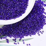 MIYUKI Delica Beads, Cylinder, Japanese Seed Beads, 11/0, (DB0610) Dyed Silver Lined Dark Violet, 1.3x1.6mm, Hole: 0.8mm, about 2000pcs/10g(X-SEED-J020-DB0610)