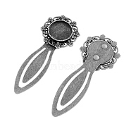 Tibetan Style Bookmark Cabochon Settings, Cadmium Free & Lead Free, Antique Silver, Tray: 18mm, 79x30x4mm(TIBE-S154-AS-NR)