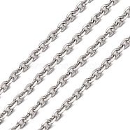 304 Stainless Steel Cable Chains, Diamond Cut Chains, Unwelded, Faceted, Oval, Stainless Steel Color, 4.5x3.5x1mm(CHS-K002-28)