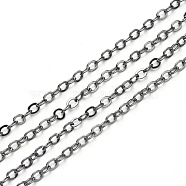Brass Cable Chains, Soldered, Flat Oval, Gunmetal, 2.2x1.9x0.3mm, Fit for 0.6x4mm Jump Rings(X-CHC-T008-06A-B)