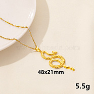 304 Stainless Steel Serpentine Pendant Necklaces, Cable Chain Necklaces(RN6163-4)