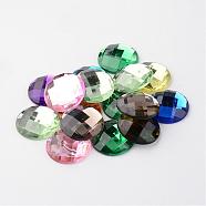 Imitation Taiwan Acrylic Rhinestone Flat Back Cabochons, Faceted, Half Round/Dome, Mixed Color, 25x6mm, 100pcs/bag(GACR-D002-25mm-M)