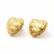304 Stainless Steel Stud Earring Findings, with Vertical Loops, Heart, Golden, 19x20x3mm, Hole: 1.6mm, Pin: 0.7mm(STAS-M305-17G)
