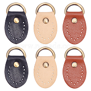 CHGCRAFT Genuine Leather Bag Accessories, with Antique Bronze Iron D Ring, Bag replacement Accessories, Mixed Color, 51x31x1mm, Hole: 1.5mm and 9x19mm, 3 colors, 2pcs/color, 6pcs/box(FIND-CA0001-60)