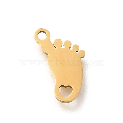 201 Stainless Steel Charms, Laser Cut, Footprint Charm, Golden, 12x8x1mm, Hole: 1.2mm(STAS-R132-12G)