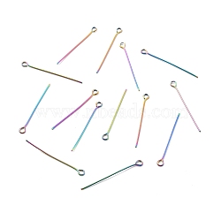 Ion Plating(IP) 304 Stainless Steel Eye Pins, Rainbow Color, 30x0.6mm, 22 Gauge, Hole: 1.6mm(STAS-E156-01M-03)