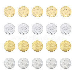 40Pcs 4 Style Brass Links Connectors, Flat Round, Golden & Silver, 14~15x0.5~1mm, Hole: 1.2~1.6mm, 10pcs/style(KK-FH0004-49)