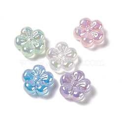 UV Plating Rainbow Iridescent Acrylic Flower Beads, 5 Petal Plum Blossom, Mixed Color, 22x23x10mm, Hole: 3.5mm(X-PACR-M003-10)