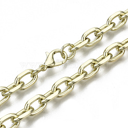 Iron Cable Chains Necklace Making, with Brass Lobster Clasps, Unwelded, Light Gold, 24.21 inch(61.5cm) long, Link: 11x7x2mm, Jump Ring: 7x1mm, 4.5mm inner diameter(MAK-N034-003A-14KC)