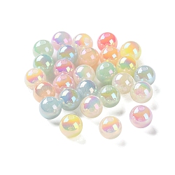 Opaque UV Plating Acrylic Beads, Temperature Sensing Color Changing Beads, Iridescent, Round, Mixed Color, 9.5x10x10mm, Hole: 2mm(PACR-D288-24)