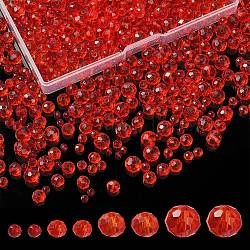 8 Strands 4 Style Transparent Glass Beads Strands, Faceted, Rondelle, Red, 3~8x2~6mm, Hole: 0.4~1mm, about 65~155pcs/strand, 15~16.9 inch(38~43cm), 2 Strands/style(EGLA-YW0003-11A)