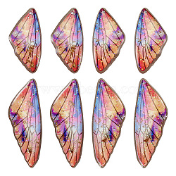 Transparent Resin Wing Pendants Set, with Gold Foil, Butterfly Wing Charms, Sienna, 29.5~39.5x14.5x2.5mm, Hole: 0.8mm, 2 pairs/set(RESI-TAC0021-01D)