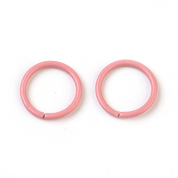 Iron Jump Rings, Open Jump Rings, Pink, 18 Gauge, 10x1mm, Inner Diameter: 8mm