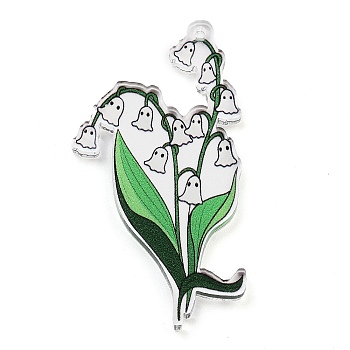 Halloween Printed Acrylic Pendants, Leaf, 40.5x29x2mm, Hole: 1.5mm