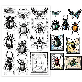 PVC Plastic Stamps, for DIY Scrapbooking, Photo Album Decorative, Cards Making, Stamp Sheets, Insect Pattern, 160x110x3mm