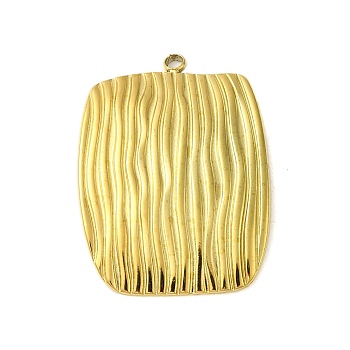 Ion Plating(IP) 304 Stainless Steel Pendants, Rectangle Charm, Real 18K Gold Plated, 32.5x23.5x2.5mm, Hole: 1.8mm