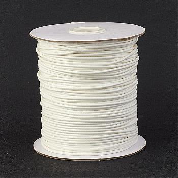 Eco-Friendly Korean Waxed Polyester Cord, White, 0.5mm, about 169.51~174.98 Yards(155~160m)/Roll