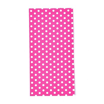 Eco-Friendly Polka Dot Pattern Kraft Paper Bags, Gift Bags, Shopping Bags, Rectangle, Deep Pink, 18x9x6cm