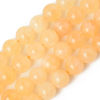 Natural Quartz Beads Strands, Dyed & Heated, Imitation Citrine, Round, 8~8.5mm, Hole: 1.2mm, about 48pcs/strand, 15.35 inch(39cm)