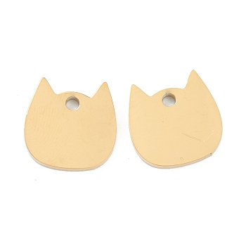 304 Stainless Steel Laser Cut Pendants, Stamping Blank Tag, Cat Head, Golden, 11.5x11.5x1.5mm, Hole: 1.6mm