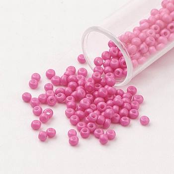 11/0 Grade A Baking Paint Glass Seed Beads, Round, Pearl Pink, 2.3x1.5mm, Hole: 1mm, about 5300pcs/50g