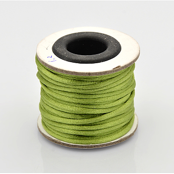 Macrame Rattail Chinese Knot Making Cords Round Nylon Braided String Threads, Satin Cord, Yellow Green, 2mm, about 10.93 yards(10m)/roll