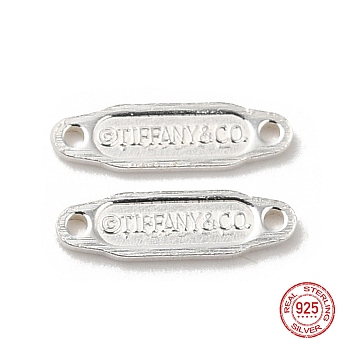 925 Sterling Silver Links, Chain Tabs, with 925 Stamp, Silver, 8.5x2.5x0.5mm, Hole: 0.7mm
