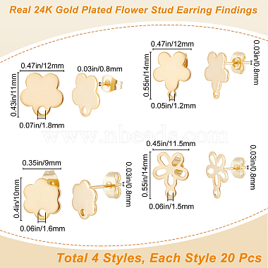 80Pcs 4 Style 201 Stainless Steel Stud Earring Findings(EJEW-BBC0001-08)-2
