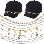 8Pcs 8 Styles Cowboy Theme 304 Stainless Steel & Brass & Plastic & Aluminum & Baseball Cap Chain, Mixed Color, 275~290mm, 1pc/style(HJEW-SC0002-40)