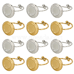 12Pcs 2 Colors 304 Stainless Steel Open Cuff Ring Component, Bezel Cup Ring Settings, Flat Round, Real Gold Plated & Stainless Steel Color, Inner Diameter: 18mm, Tray: 9mm, 10Pcs/color(STAS-SC0007-88)