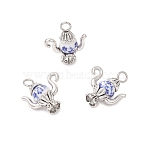 Handmade Flower Printed Porcelain Ceramid Links, Teapot, with Tibetan Style Alloy, Antique Silver, 21.5x19x8.5mm, Hole: 3.5mm(PALLOY-JF04146)