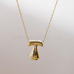 Brass Chunky Initial Pendant Necklaces, with Stainless Steel Lobster Claw Clasps, Real 14K Gold Plated, Letter T, 17.72~18.90 inch(45~48cm)(WG97A63-20)