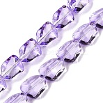 Electroplate Glass Beads Strands, Faceted, Stone, Lilac, 15.5~16x12x9mm, Hole: 1.4mm, about 39~40pcs/strand, 22.99~24.65 inch(58.4~62.6cm)(X-EGLA-N012-05B)