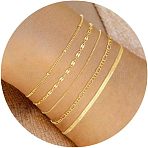 5Pcs Bohemian Style Alloy Chain Bracelets Kit for Women, Real 14K Gold Plated, 7-7/8 inch(20cm)(WG2620E-14)