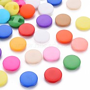 1-Hole Resin Buttons, Flat Round, Mixed Color, 12.5x3.5mm, Hole: 1.5mm(BUTT-N018-055)