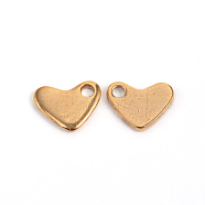 Ion Plating(IP) 304 Stainless Steel Heart Charms, Chain Extender Teardrop, Golden, 6x7.5x1mm, Hole: 1mm(STAS-M241-02)