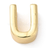 Rack Plating Brass Slide Charms, Cadmium Free & Lead Free, Real 18K Gold Plated, Letter, Letter U, 8x6x4mm, Hole: 1.4mm(KK-M254-15G-U)