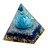 Orgonite Pyramid Resin Energy Generators, Gemstone Chips Inside for Home Office Desk Decoration, Deep Sky Blue, 50mm(PW-WG42768-05)