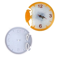 Flat Round with Woodpecker DIY Food Grade Silicone Clock Display Molds, Resin Casting Molds, for UV Resin, Epoxy Resin Craft Making, White, 203x205x10mm(SIMO-PW0015-48A)